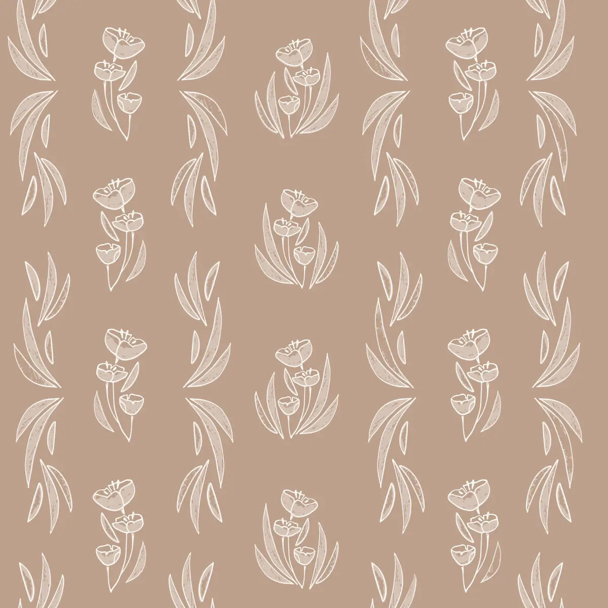 Ambrose Wallpaper - Buttercup Sketches - by Melissa Johnson Design - Sample 1 foot by 1 foot / Clay / Small Scale