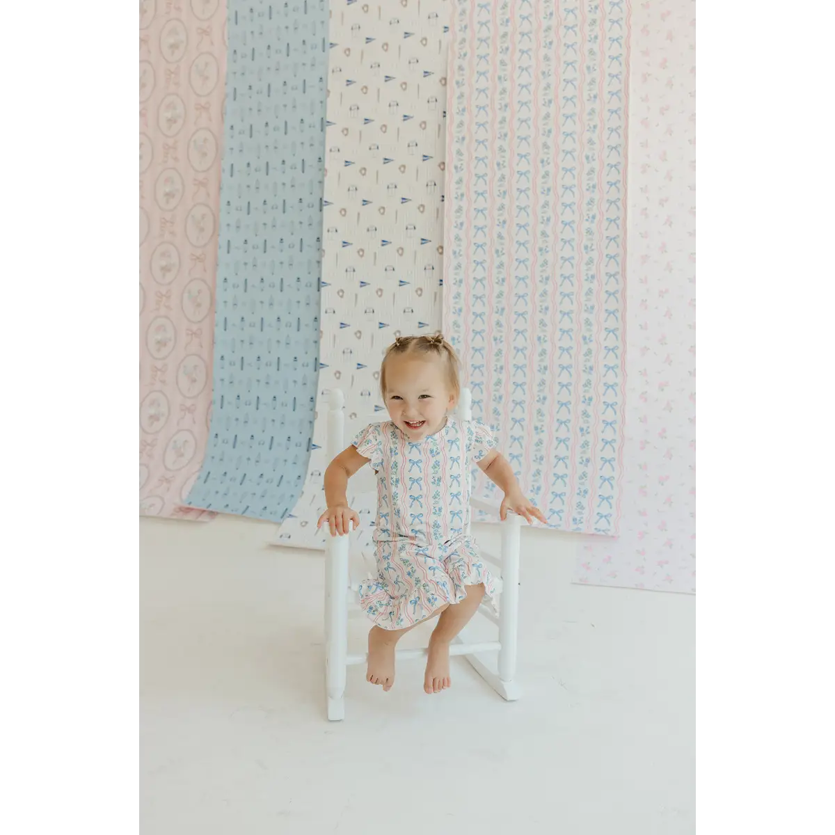 Amelia Bow Wallpaper - Wavy Stripes and Bows - by In My Jammers - Loomwell Home Goods