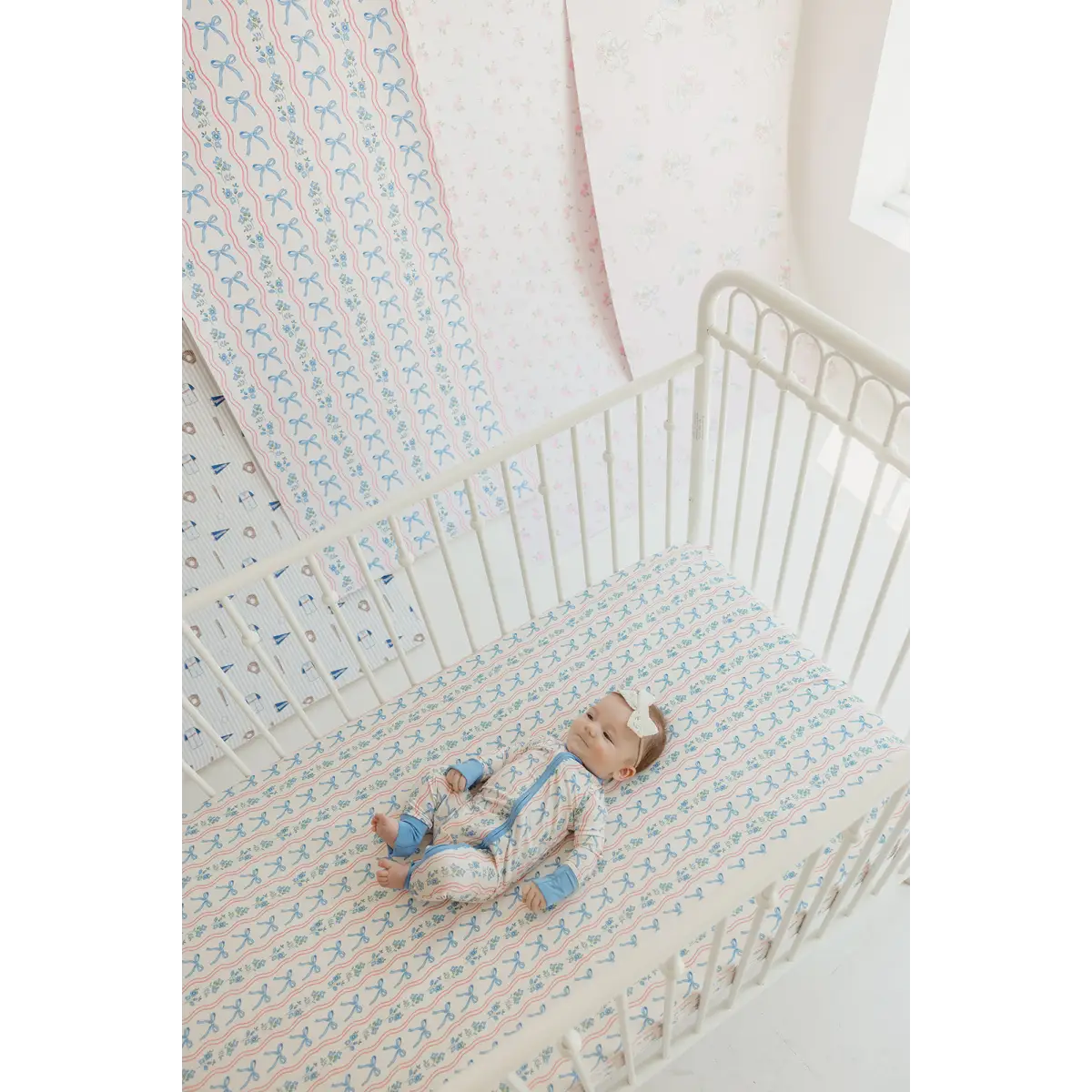 Amelia Bow Wallpaper - Wavy Stripes and Bows - by In My Jammers - Loomwell Home Goods