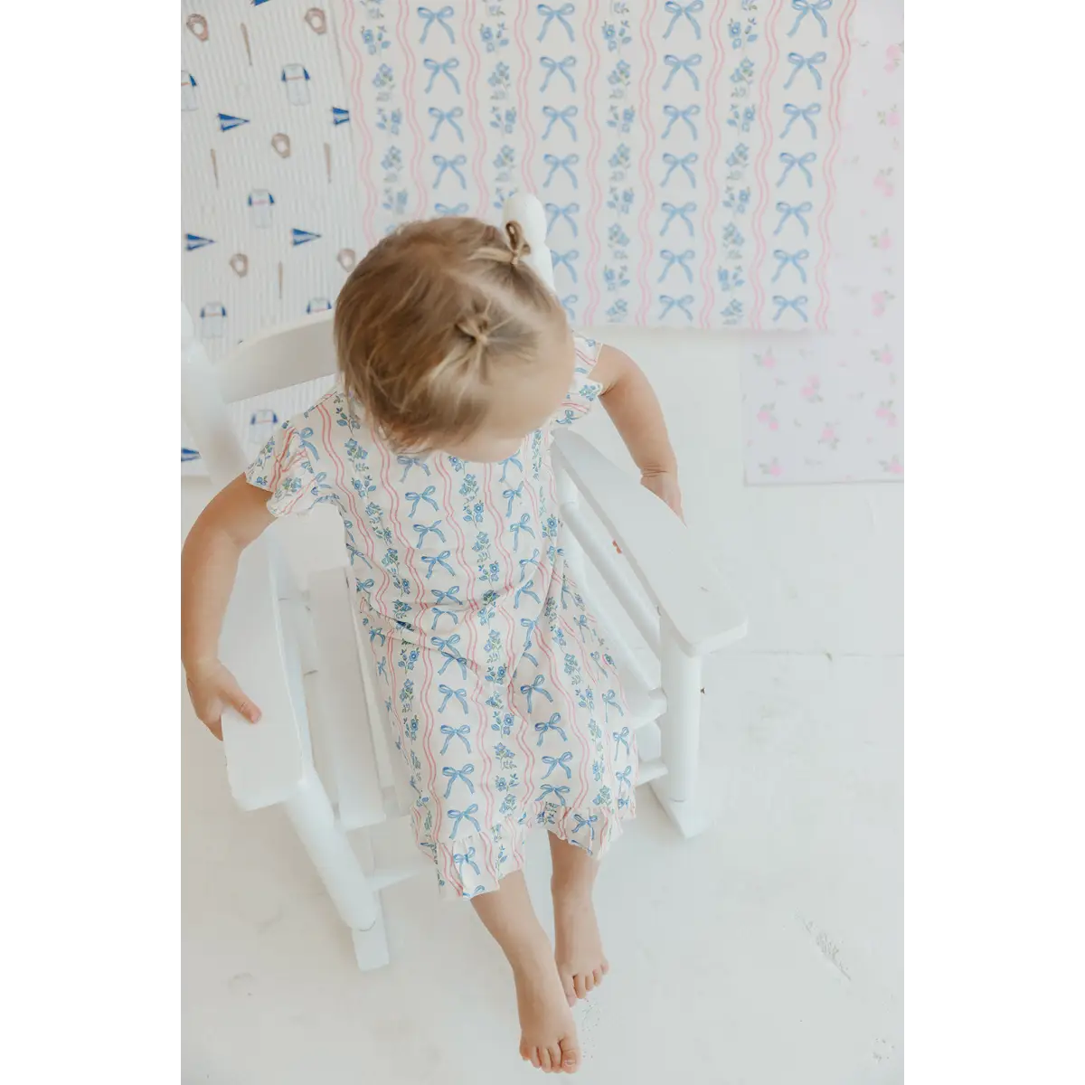 Amelia Bow Wallpaper - Wavy Stripes and Bows - by In My Jammers - Loomwell Home Goods