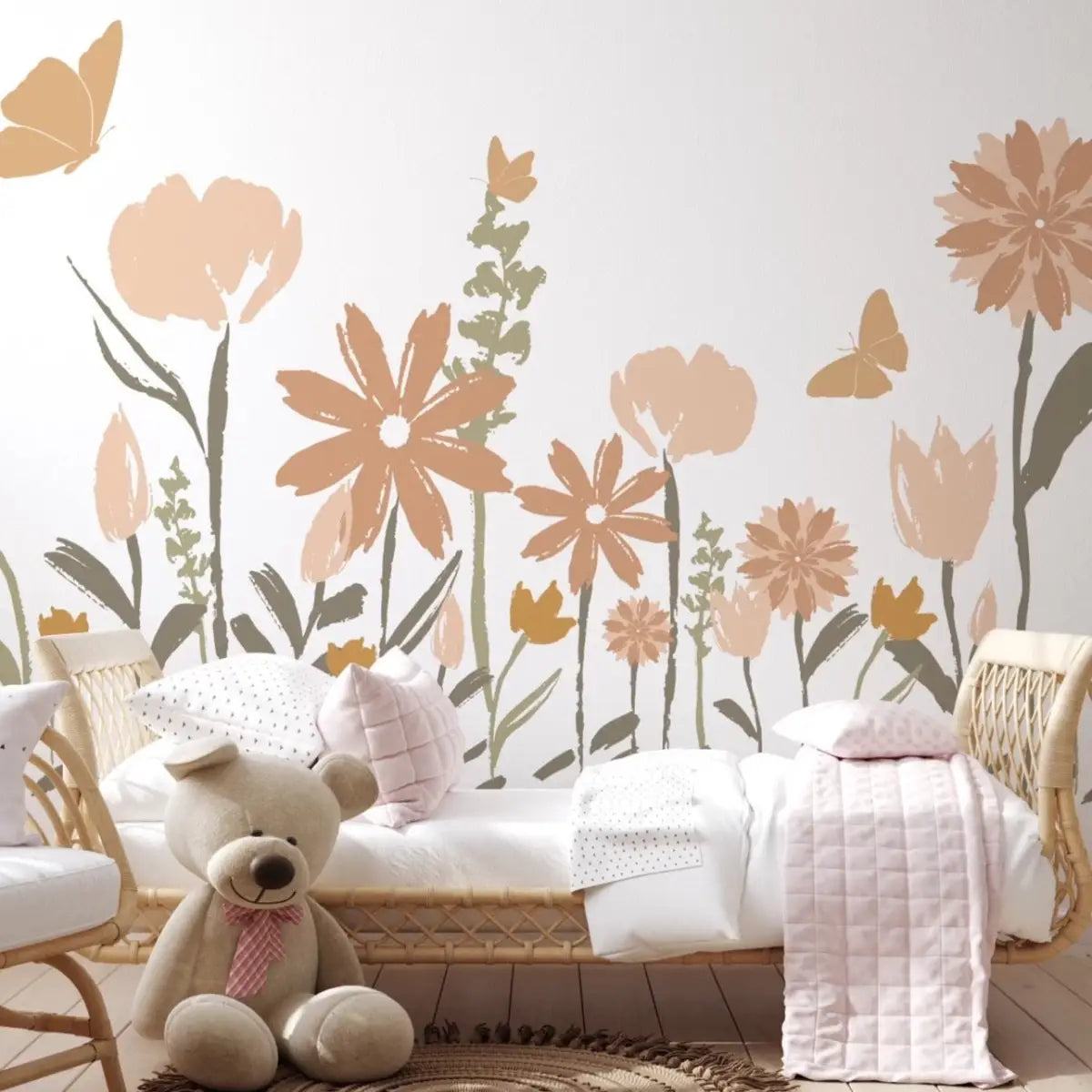 Amelia Wallpaper Mural - Flowers for Kids - by Hufton Studio - Sample 1 foot by 1 foot - Loomwell Home Goods