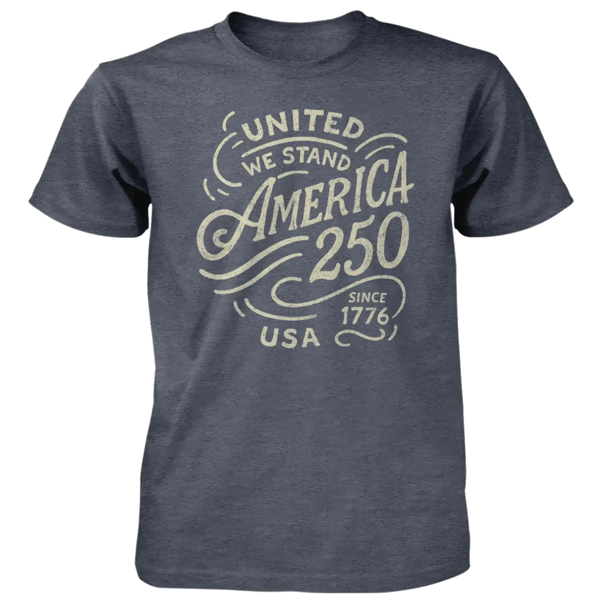 America 250 T-Shirt - United We Stand - Blue or Red - Heather Navy / M - American Traditions
