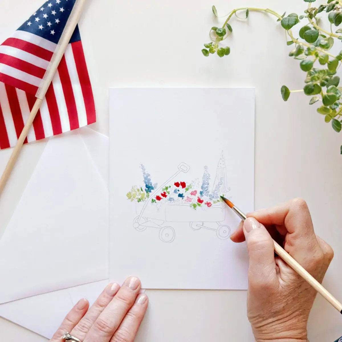 Watercolor Notecard Set - Americana - Paintable - emily lex studio