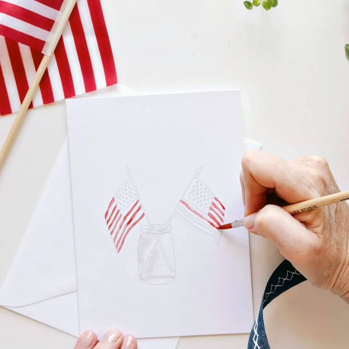 Watercolor Notecard Set - Americana - Paintable - emily lex studio