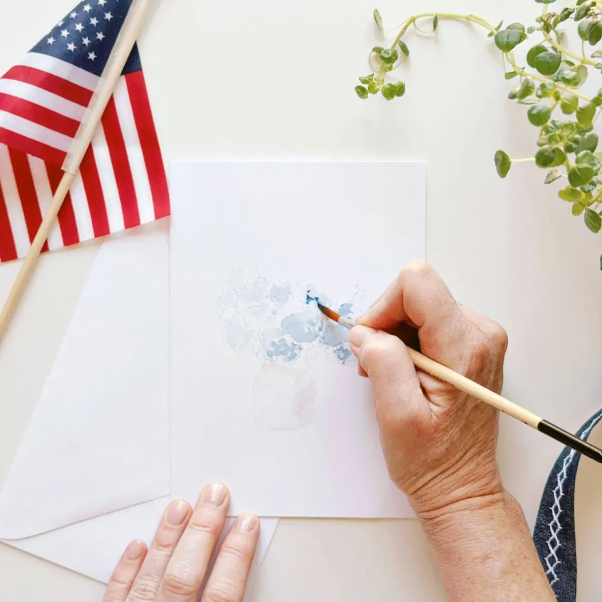 Watercolor Notecard Set - Americana - Paintable - emily lex studio