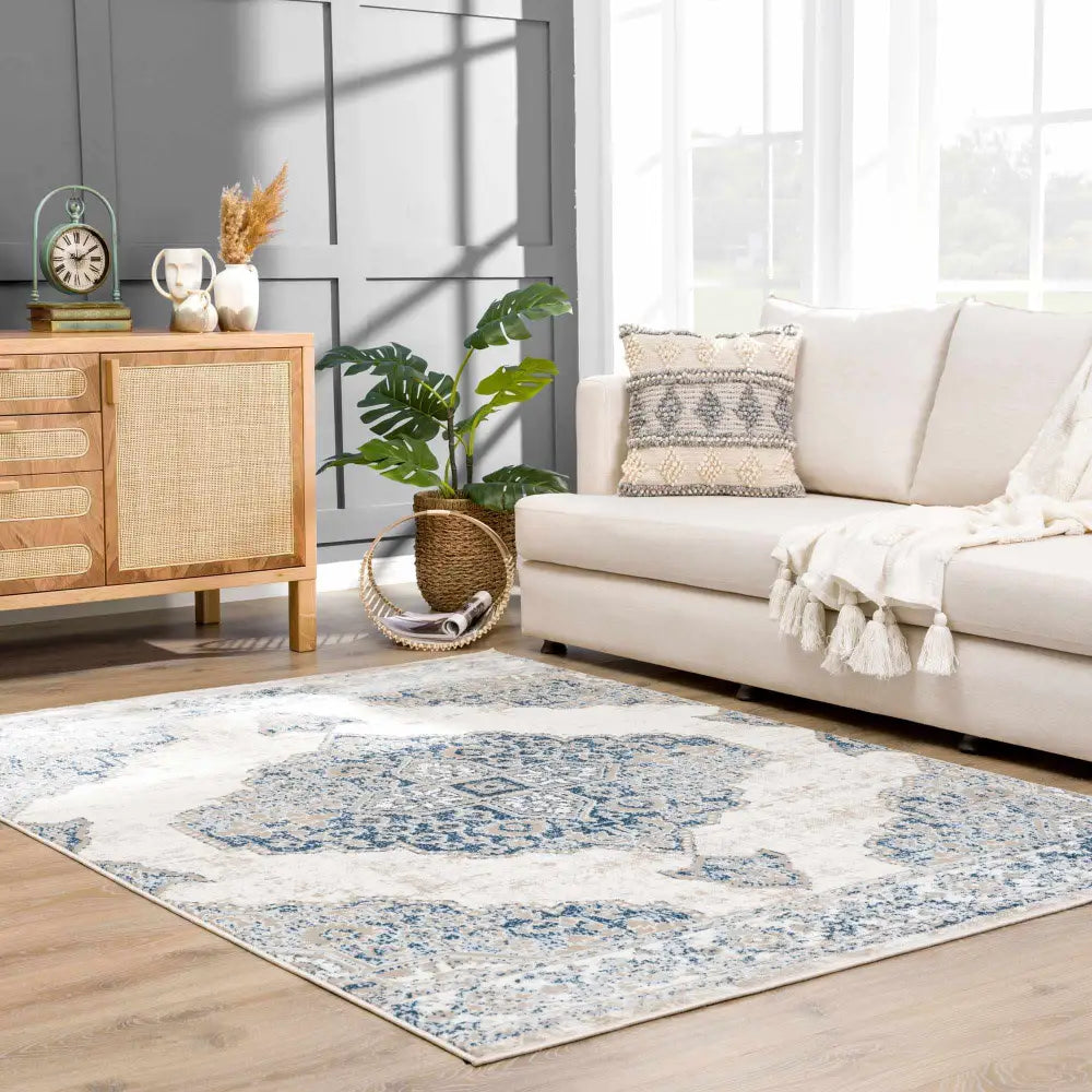 Amir Blue Medallion Area Rug - Boutique Rugs