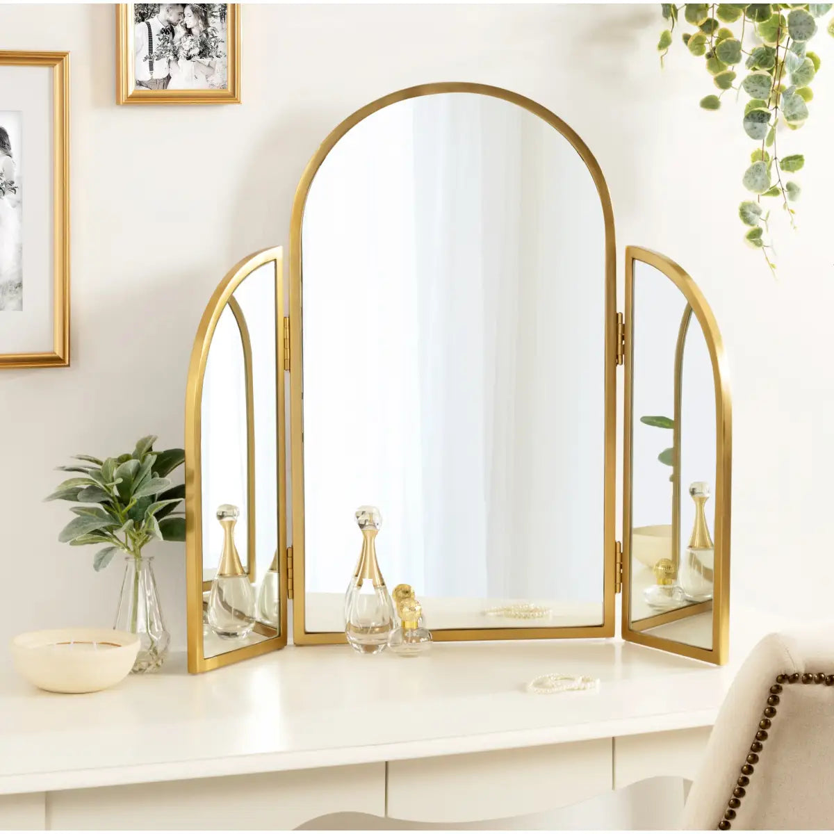 Amoli Tri-Fold Arch Vanity Mirror - kateandlaurel