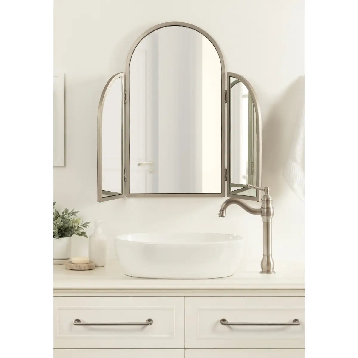 Amoli Tri-Fold Arch Vanity Mirror - kateandlaurel
