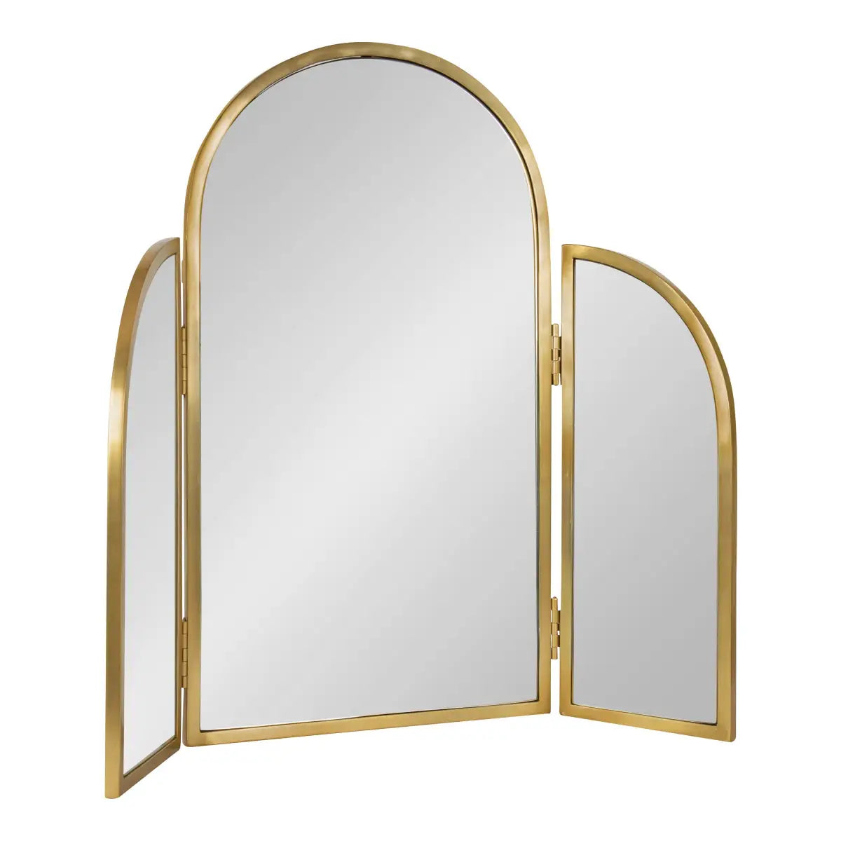 Amoli Tri-Fold Arch Vanity Mirror - Gold - kateandlaurel