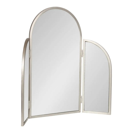 Amoli Tri-Fold Arch Vanity Mirror - Silver - kateandlaurel