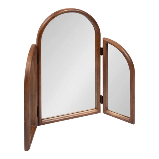 Amoli Tri Fold Vanity Mirror - Walnut Brown - kateandlaurel