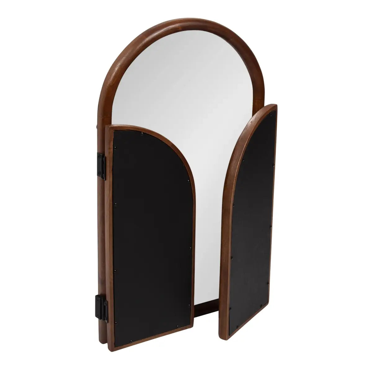 Amoli Tri Fold Vanity Mirror - Walnut Brown - kateandlaurel