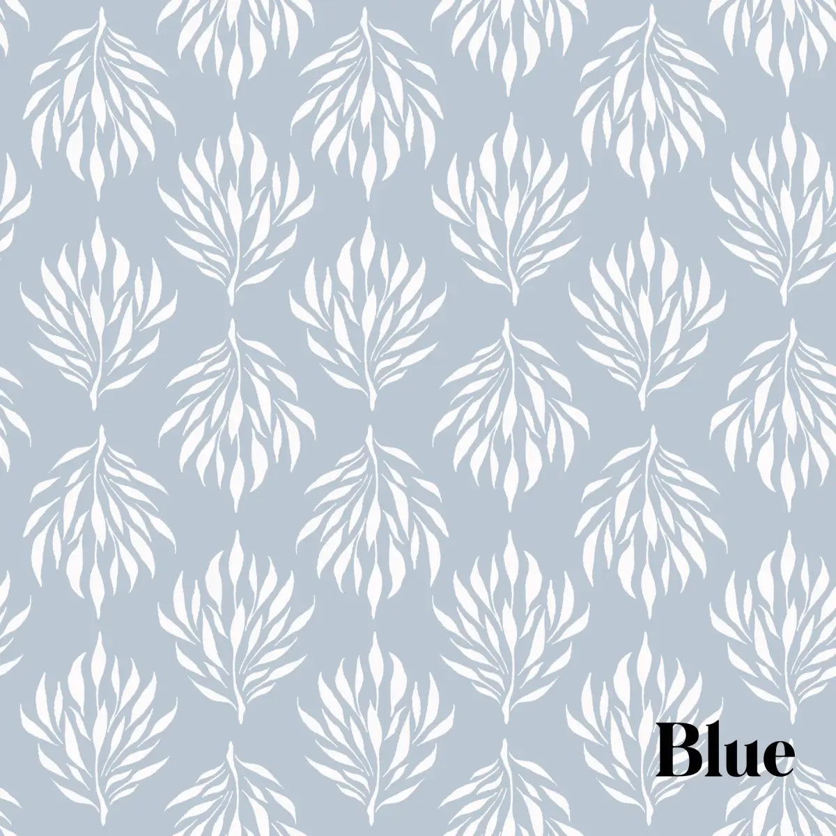Amorette Wallpaper - Palm Branches - by Melissa Johnson Design - Sample 1 foot by 1 foot / Blue - Loomwell Home Goods