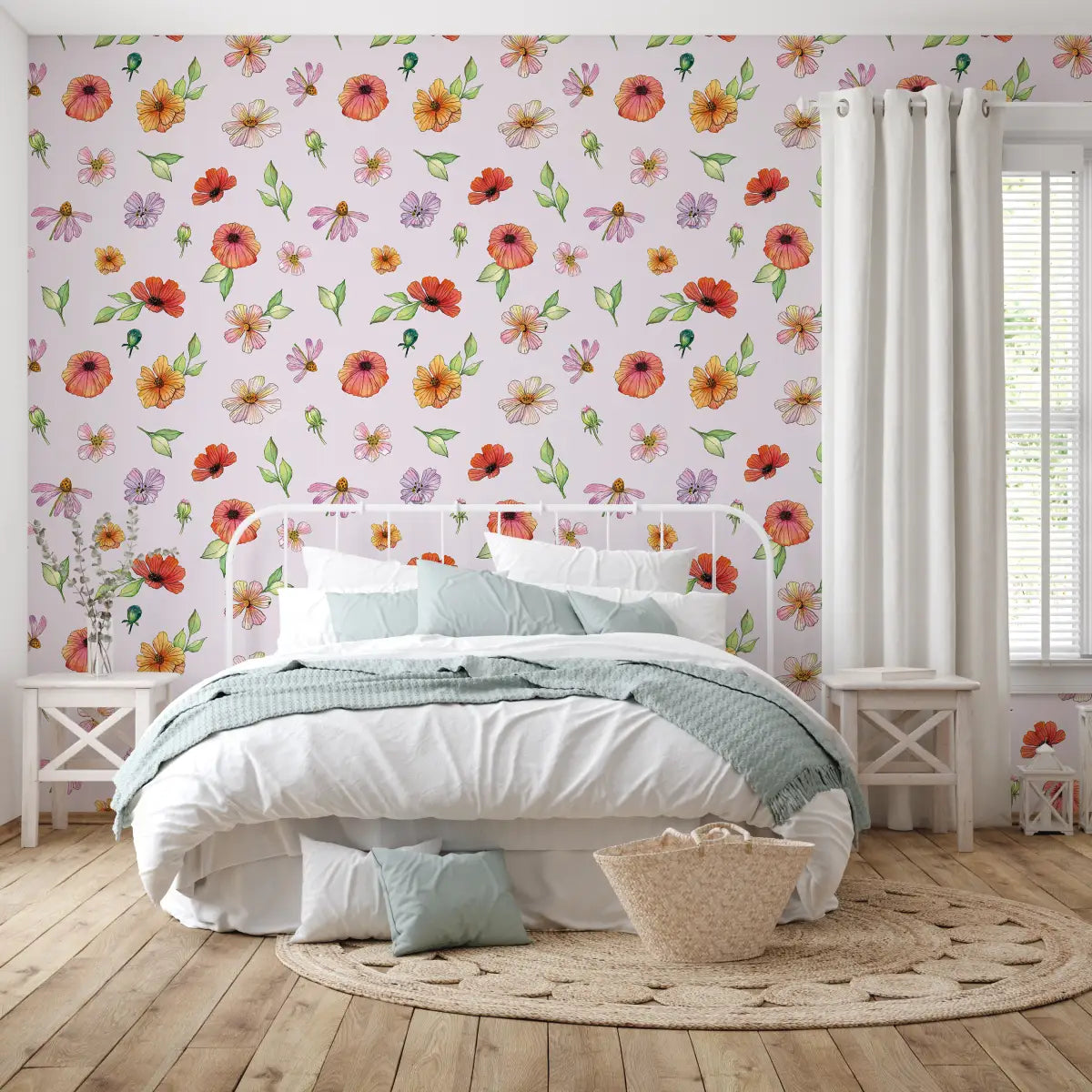 Amy Wallpaper - Watercolor Flowers - by Sara Mari - Loomwell Home Goods
