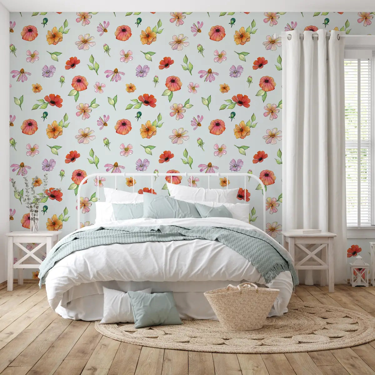 Amy Wallpaper - Watercolor Flowers - by Sara Mari - Loomwell Home Goods