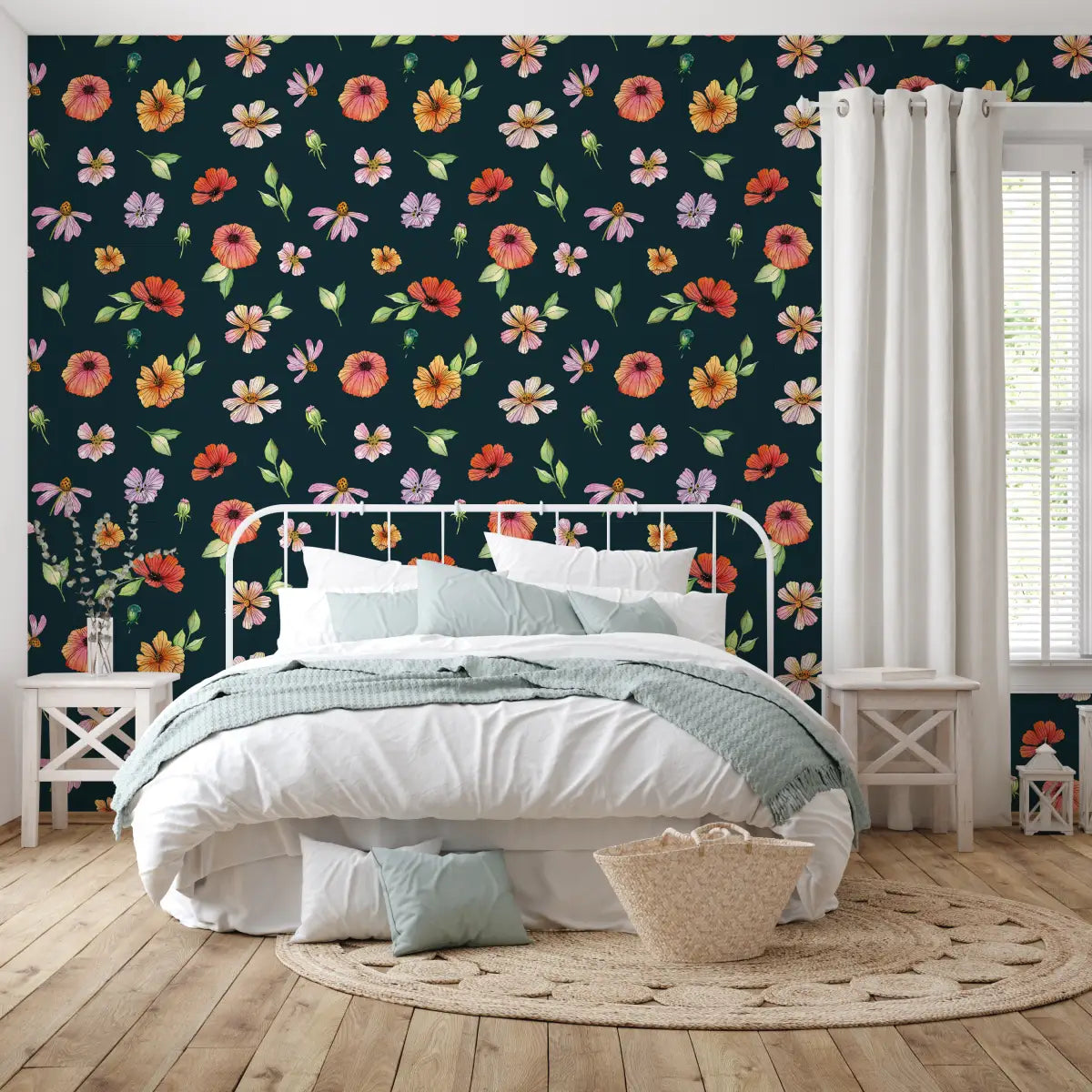 Amy Wallpaper - Watercolor Flowers - by Sara Mari - Loomwell Home Goods