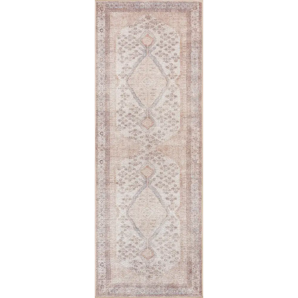 Analu Peach Washable Area Rug - 2’7’’ x 7’3’’ Runner - Boutique Rugs