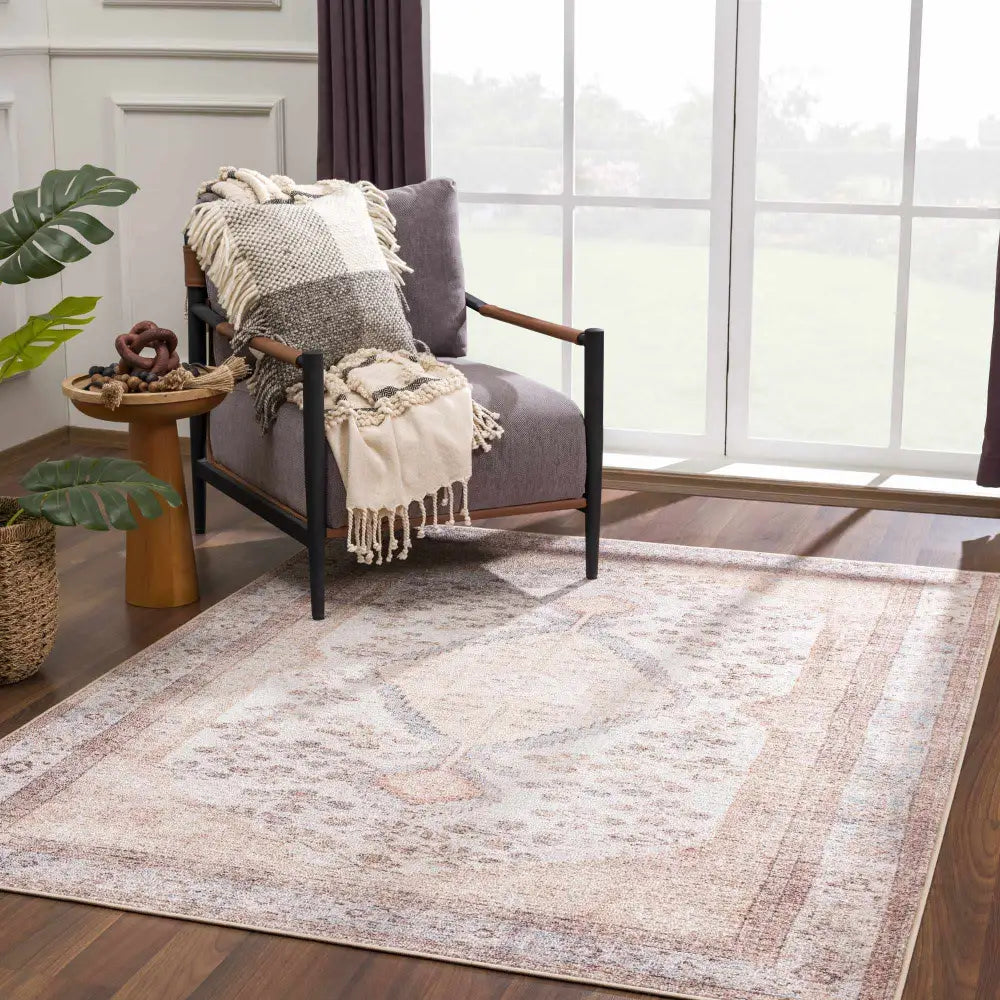 Analu Peach Washable Area Rug - Boutique Rugs