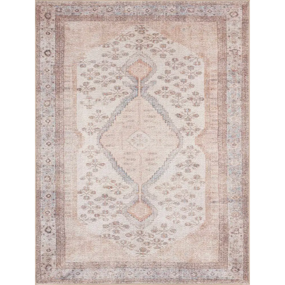 Analu Peach Washable Area Rug - Boutique Rugs