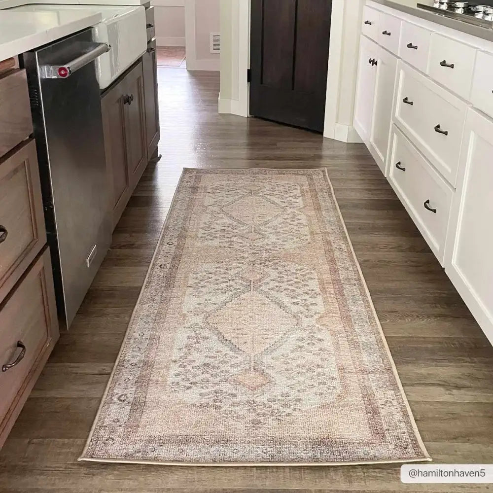 Analu Peach Washable Area Rug - Boutique Rugs