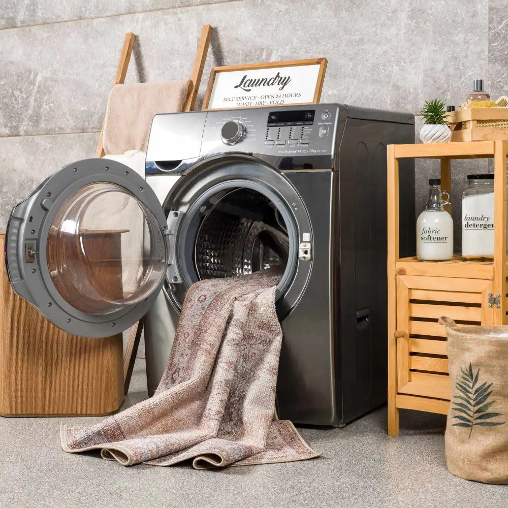 Analu Peach Washable Area Rug - Boutique Rugs