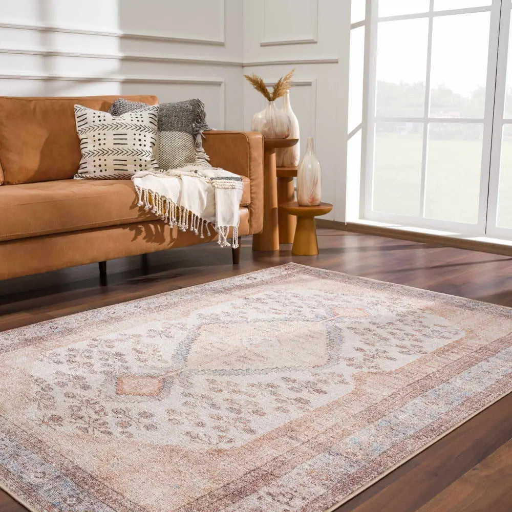 Analu Peach Washable Area Rug - Boutique Rugs