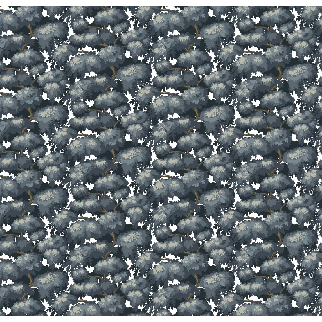 Anders Wallpaper - Trees - by Bear Bell - Sample 1 foot by 1 foot / Blue - Loomwell Home Goods