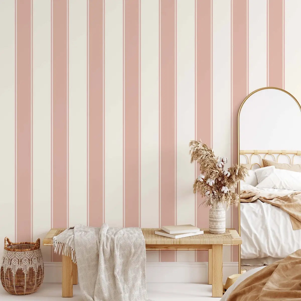 Andy Wallpaper - Bold Ticking Stripe - by Hufton Studio - Loomwell Home Goods