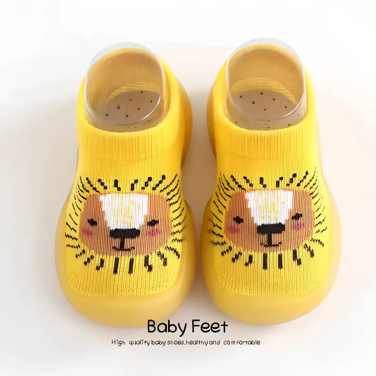 Animal Sock Shoes - Yellow Lion - 0-6 Months - Grookz Shoes