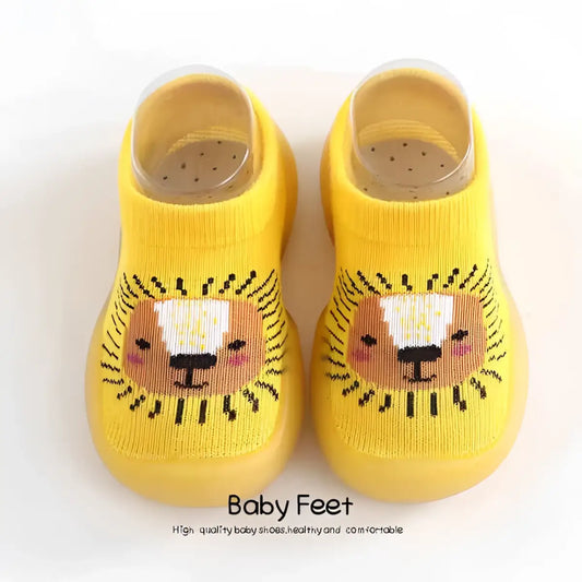 Animal Sock Shoes - Yellow Lion - 0-6 Months - Grookz Shoes