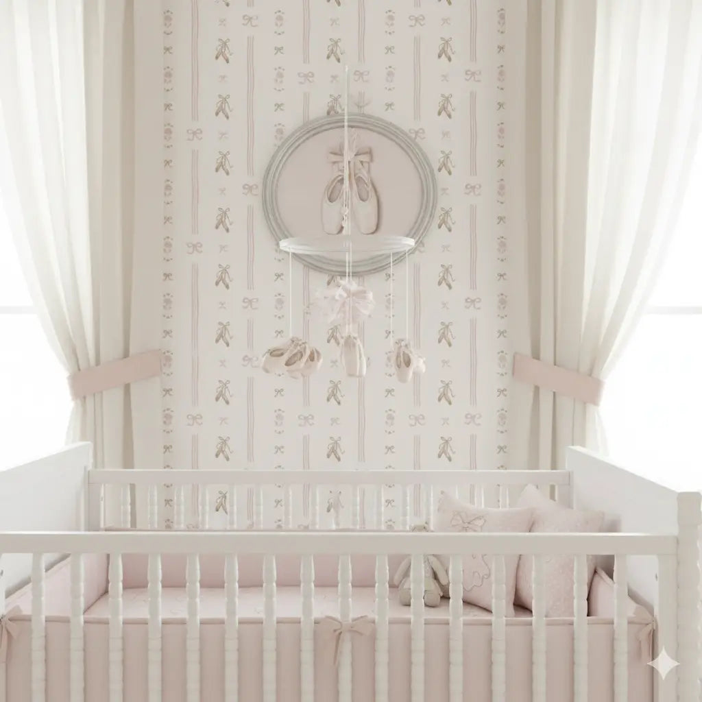 Anna Wallpaper - Sweet Ballet Slippers for Baby - by Creating to Love - Loomwell Home Goods