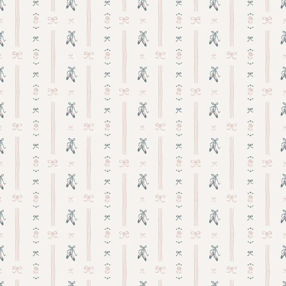 Anna Wallpaper - Sweet Ballet Slippers for Baby - by Creating to Love - Sample 1 foot by 1 foot / Blue - Loomwell Home