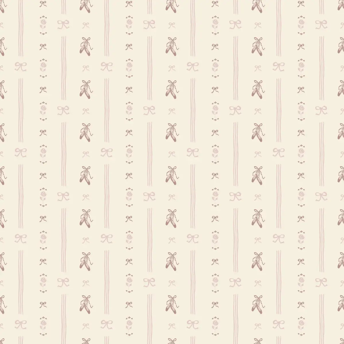 Anna Wallpaper - Sweet Ballet Slippers for Baby - by Creating to Love - Sample 1 foot by 1 foot / Cream - Loomwell Home