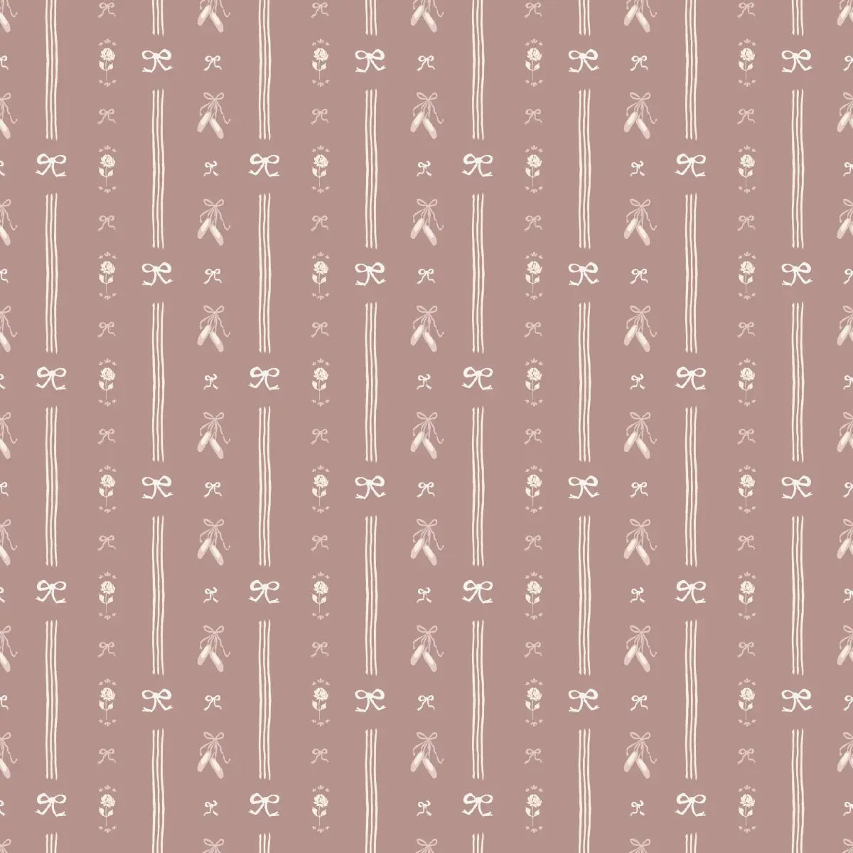 Anna Wallpaper - Sweet Ballet Slippers for Baby - by Creating to Love - Sample 1 foot by 1 foot / Mauve - Loomwell Home