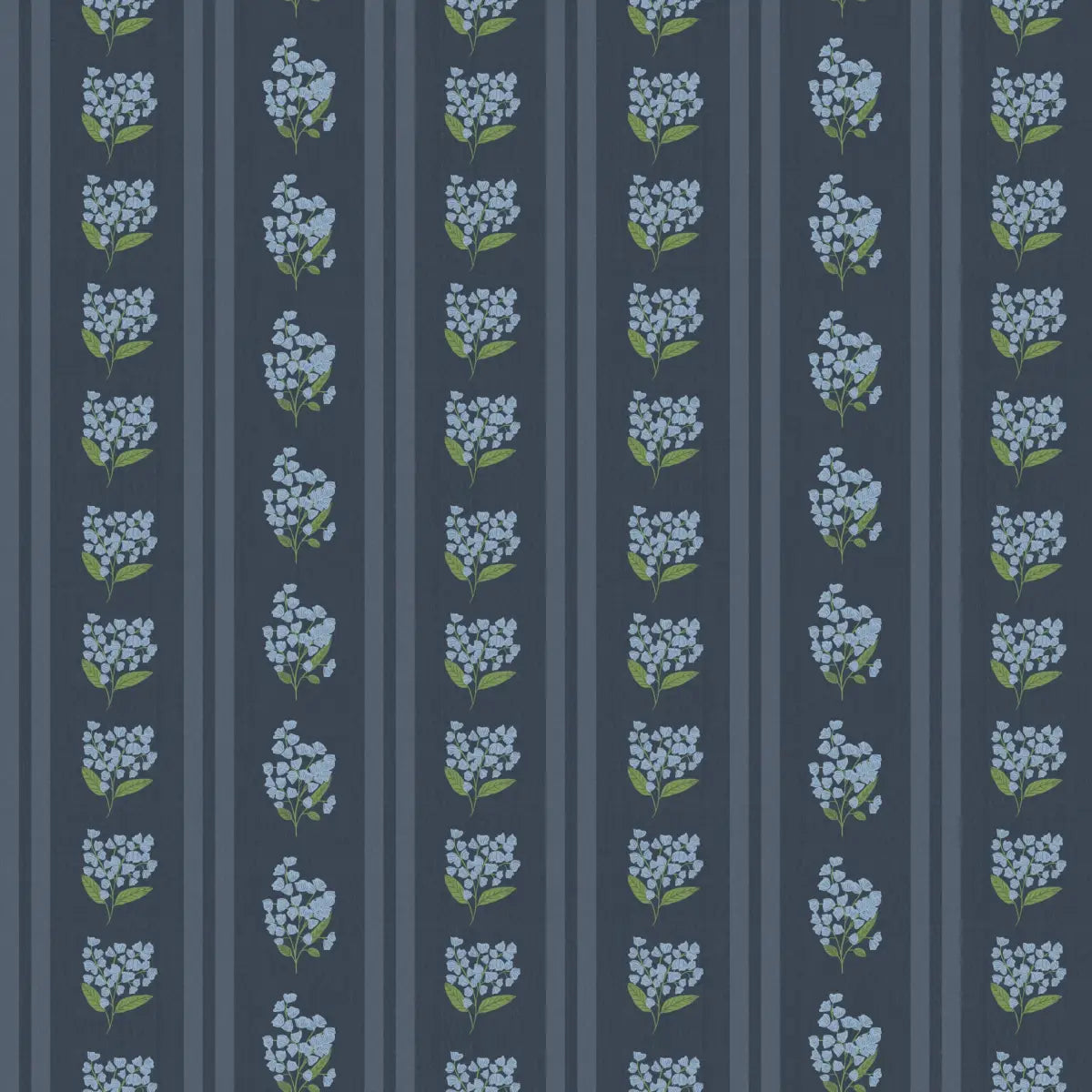 Annalise Wallpaper - Floral Stripe - by Ashton Elizabeth - Sample 1 foot by 1 foot / Dark Blue - Loomwell Home Goods