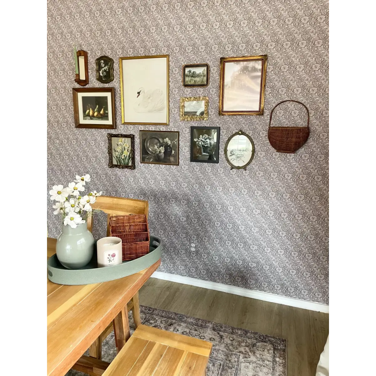 Annika Floral Wallpaper - Detailed Traditional Floral - by Bear Bell - Loomwell Home Goods