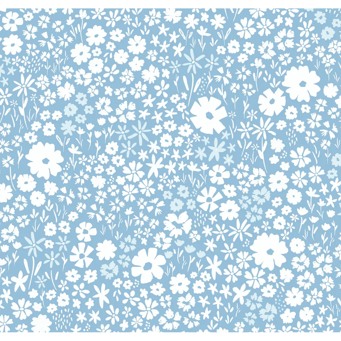 April Wallpaper - Meadow Flowers - by Antonela Fulir - Sample 1 foot by 1 foot / Blue - Loomwell Home Goods