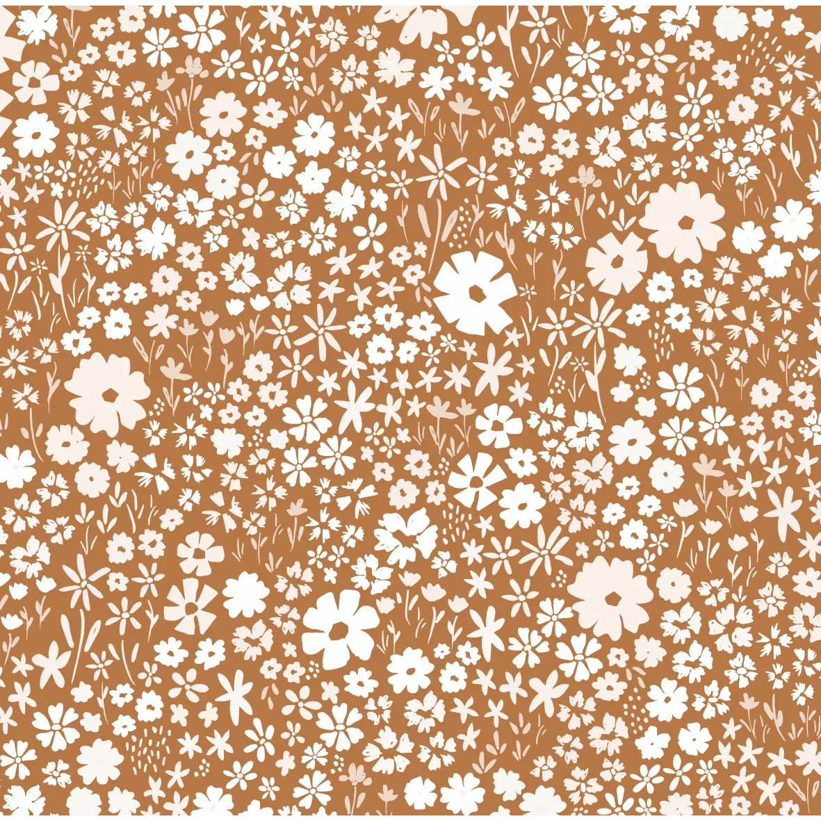 April Wallpaper - Meadow Flowers - by Antonela Fulir - Sample 1 foot by 1 foot / Copper - Loomwell Home Goods