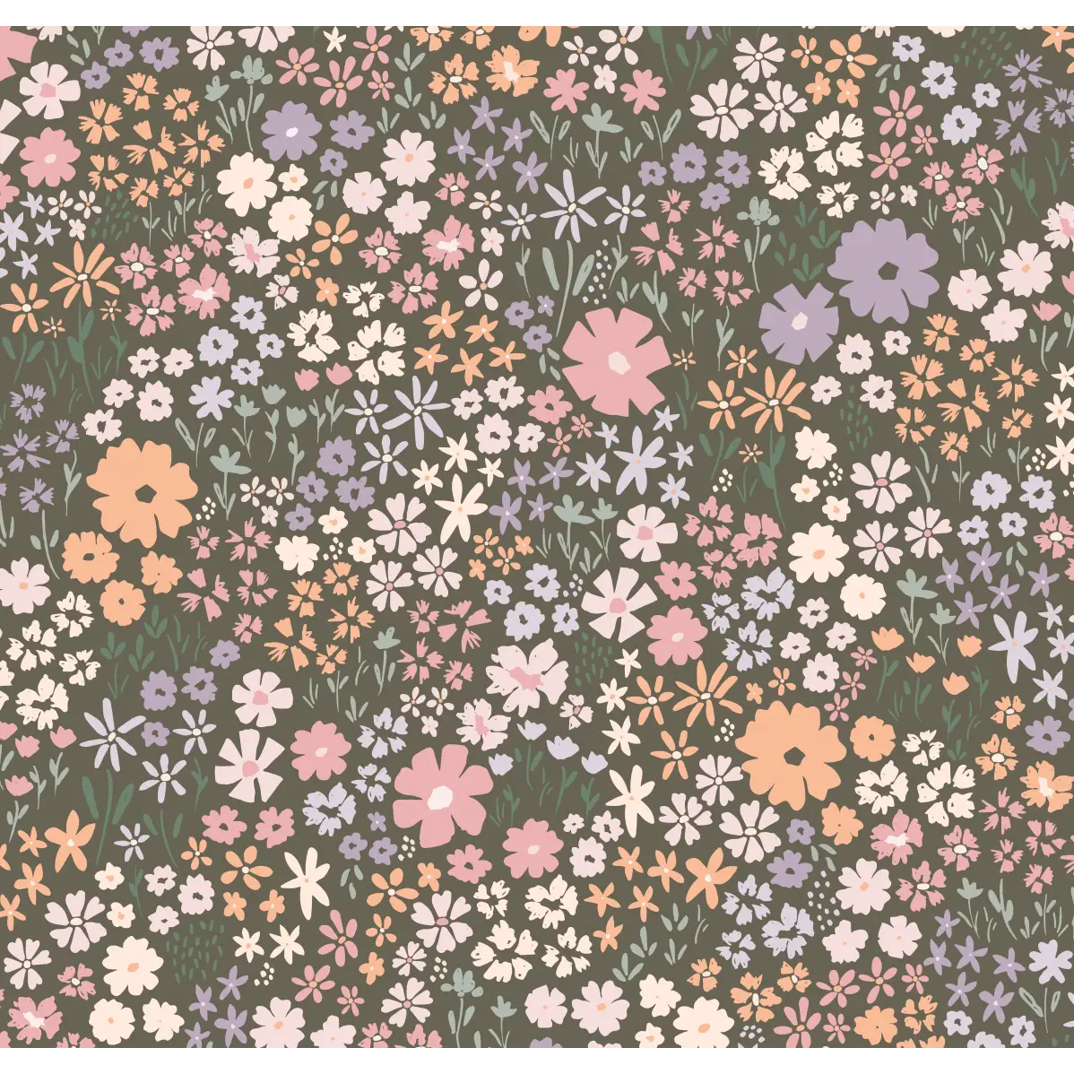 April Wallpaper - Meadow Flowers - by Antonela Fulir - Sample 1 foot by 1 foot / Dark Multi - Loomwell Home Goods
