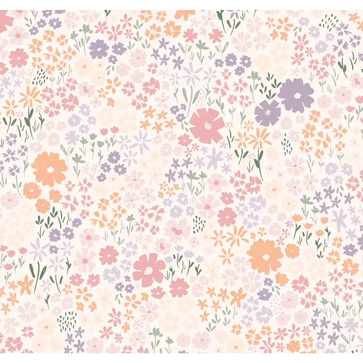 April Wallpaper - Meadow Flowers - by Antonela Fulir - Sample 1 foot by 1 foot / Light Multi - Loomwell Home Goods