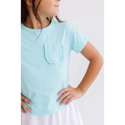 Aqua Ruffle Pocket Tee - Mila & Rose ®