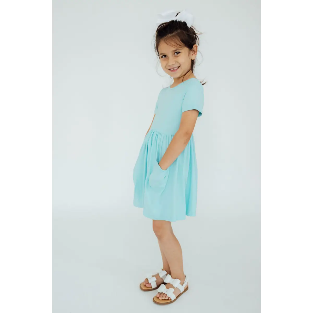 Pocket Twirl Dress - Aqua Blue - Mila & Rose ®