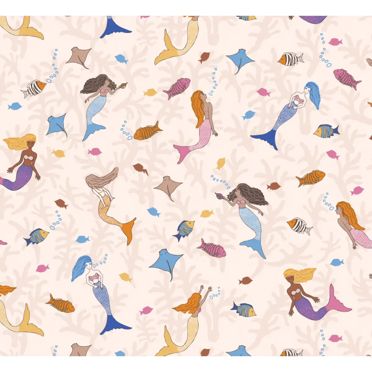 Aqua Wallpaper - Mermaids for Kids - by Jun Shu Create - Loomwell Home Goods