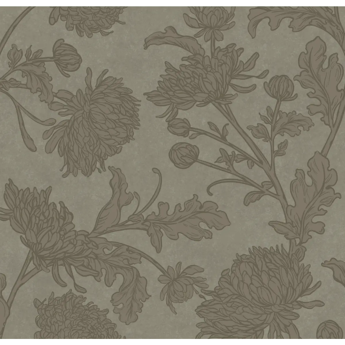 Archie Wallpaper - Flower Vines - by Taddy Mikelaites - Sample 1 foot by 1 foot / Charcoal - Loomwell Home Goods