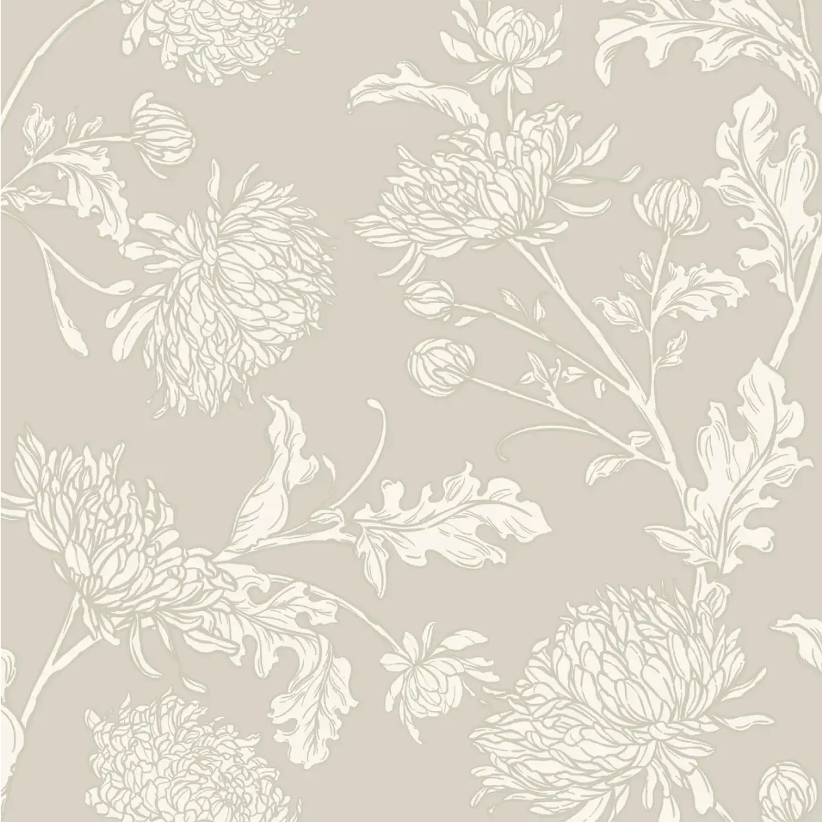 Archie Wallpaper - Flower Vines - by Taddy Mikelaites - Sample 1 foot by 1 foot / Light Neutral - Loomwell Home Goods