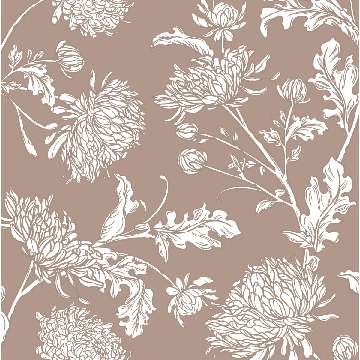 Archie Wallpaper - Flower Vines - by Taddy Mikelaites - Sample 1 foot by 1 foot / Mauve - Loomwell Home Goods