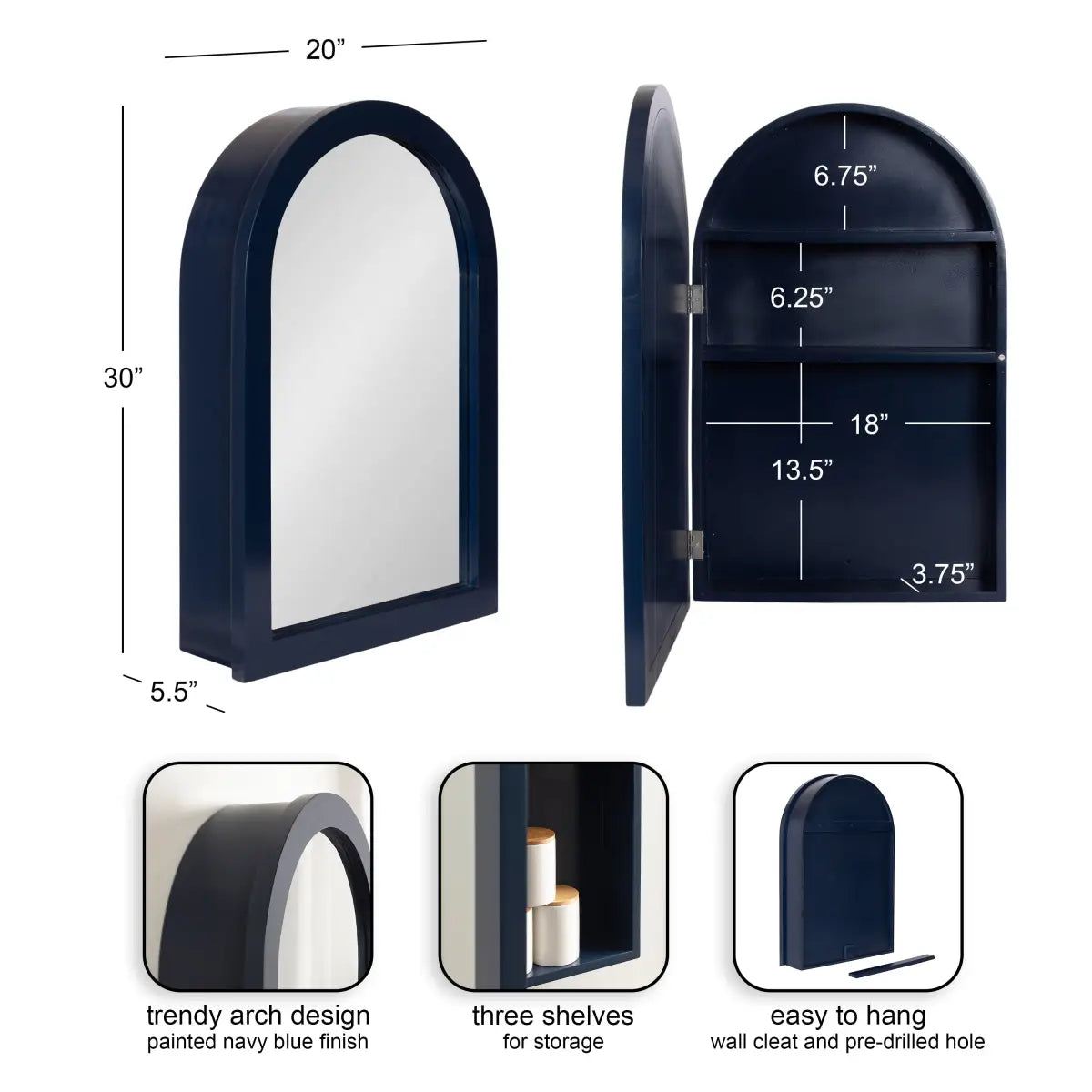 Arcott Arch Mirror Vanity Cabinet - kateandlaurel