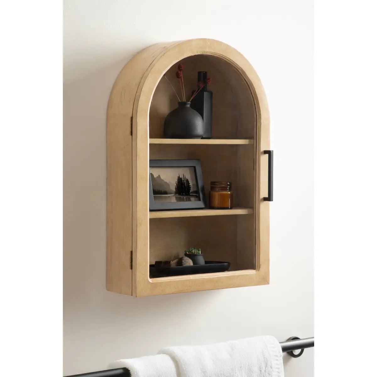 Arcott Arch Wall Cabinet with Shelves - kateandlaurel