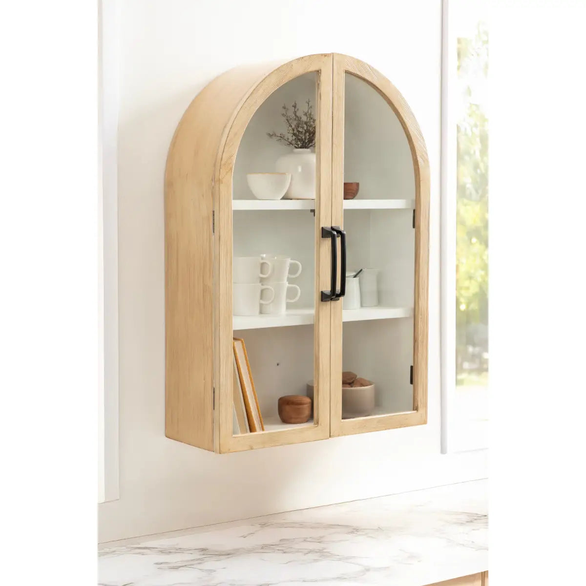 Arcott Arch Wall Cabinet with Shelves - kateandlaurel
