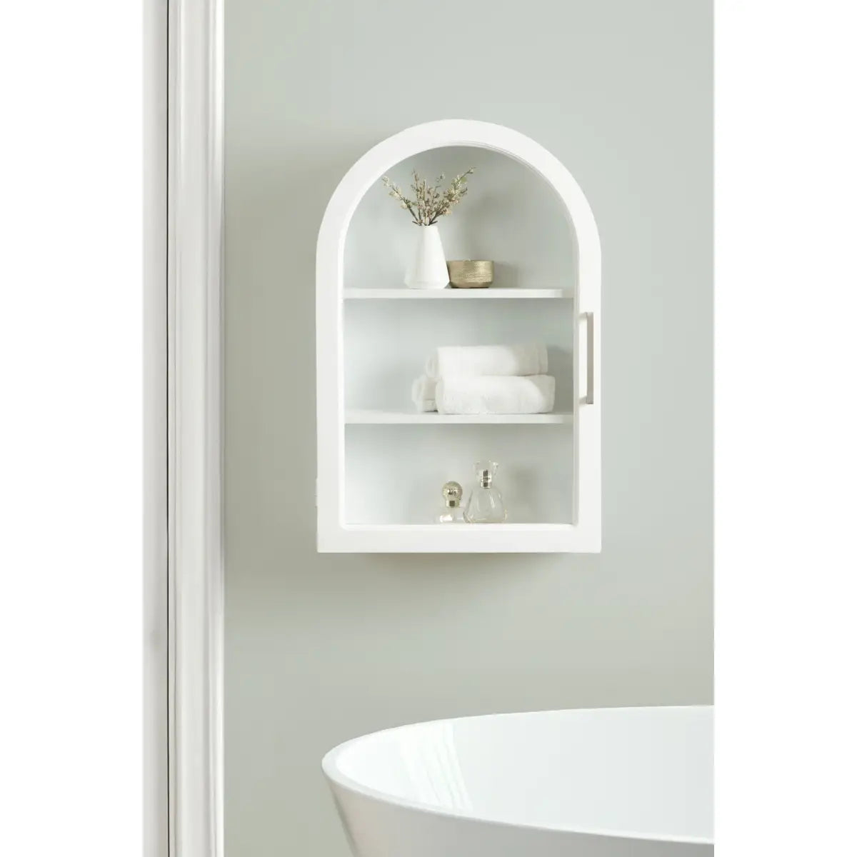 Arcott Arch Wall Cabinet with Shelves - kateandlaurel